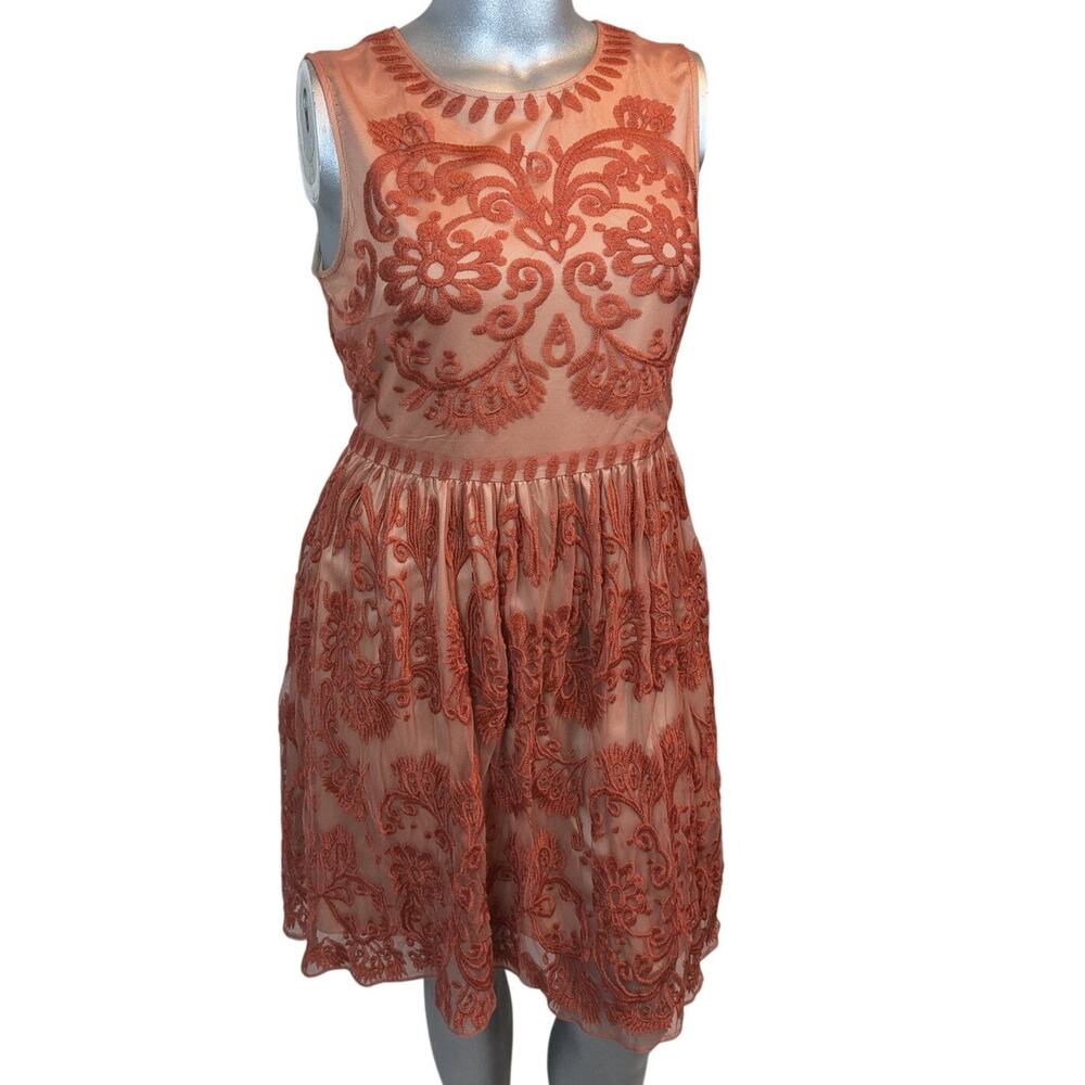 Sundance Coral Lace Midi Dress